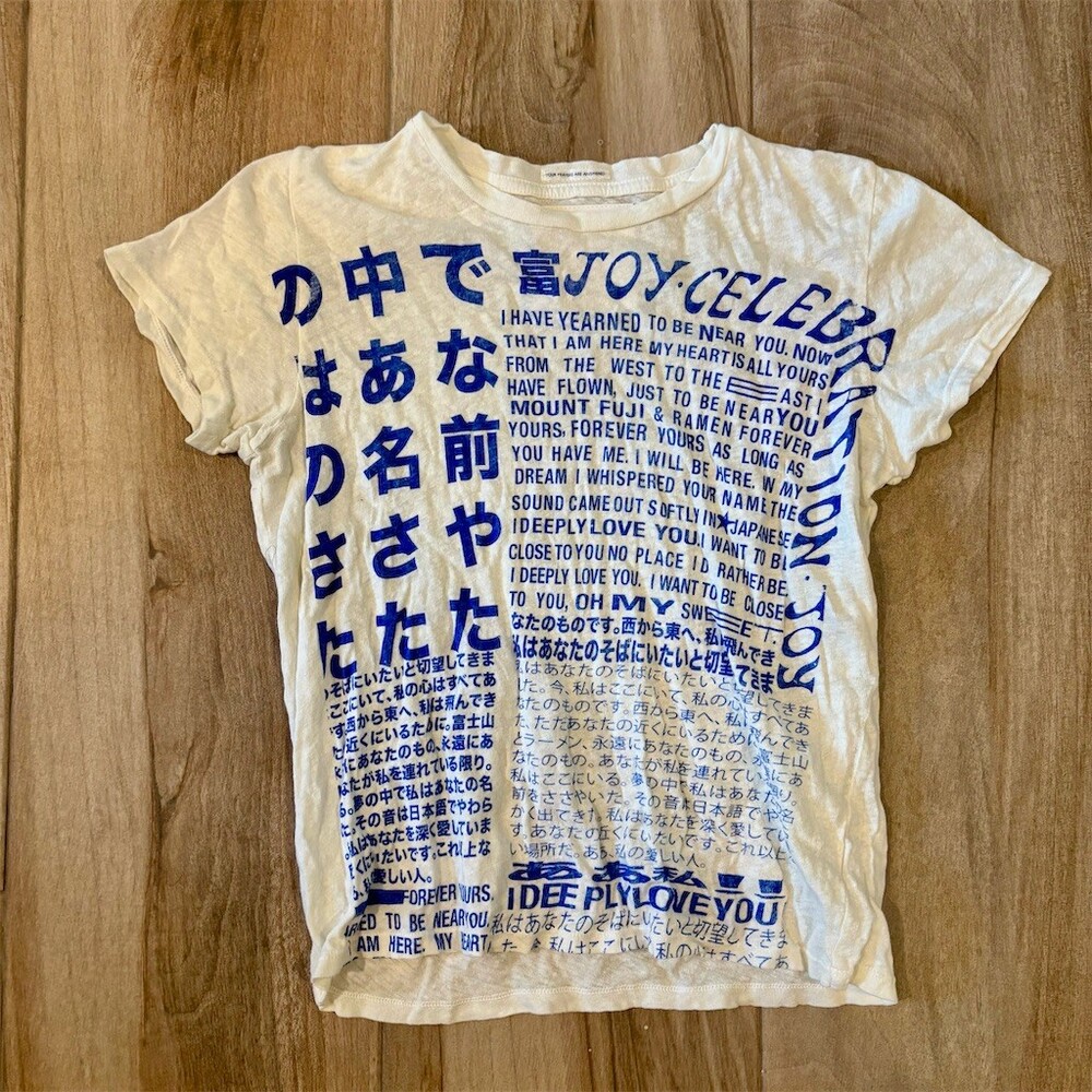 Mother Superior T-Shirt M White Blue Japanese Graphic Print Crew Neck